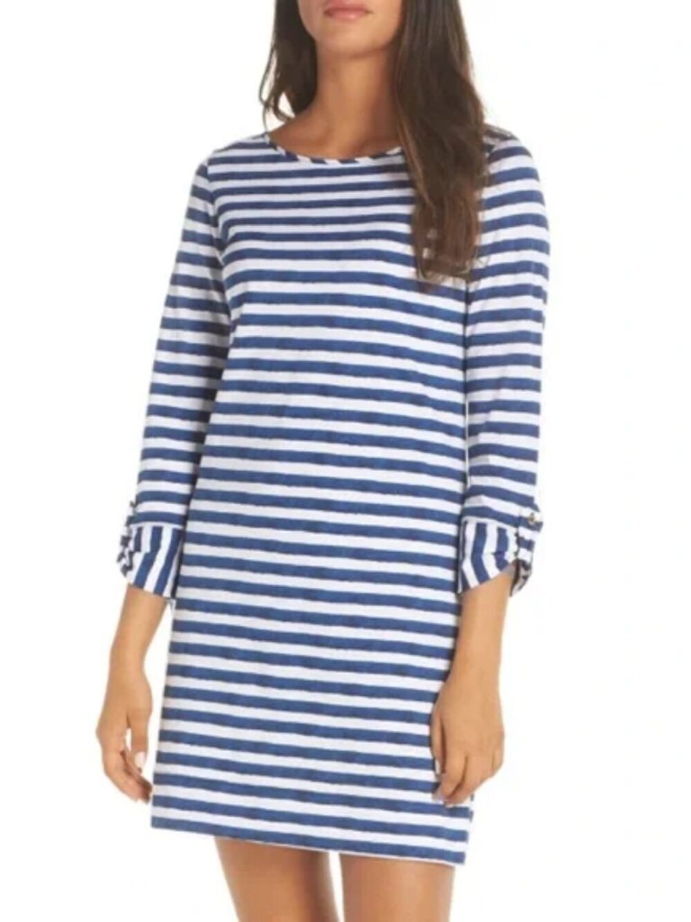 Lilly Pulitzer Marlowe Striped T Shirt Dress Blue/White Casual Size Large